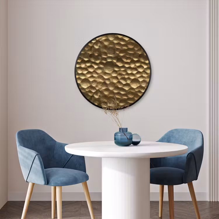 Ronde fotolijst - Gehamerd - Reliëf - Textuur - Bronsgoud — 3