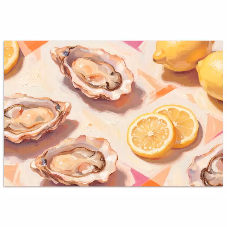 Poster - Stilleven - Citroenen - Oesters - Abstract - Oranje — 1