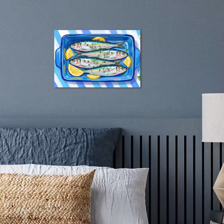 Poster - Vis - Citroen - Kruiden - Eten - Blauw — 3