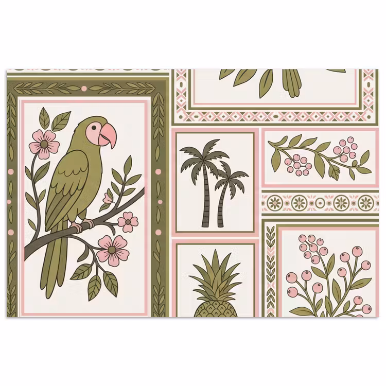 Poster - Vogel - Tropisch - Patroon - Decoratief - Groen — 1