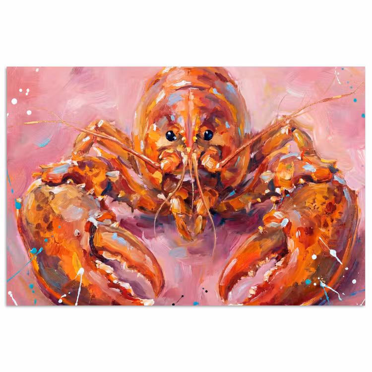 Poster - Zeeleven - Kreeft - Spatters - Abstract - Roze — 1