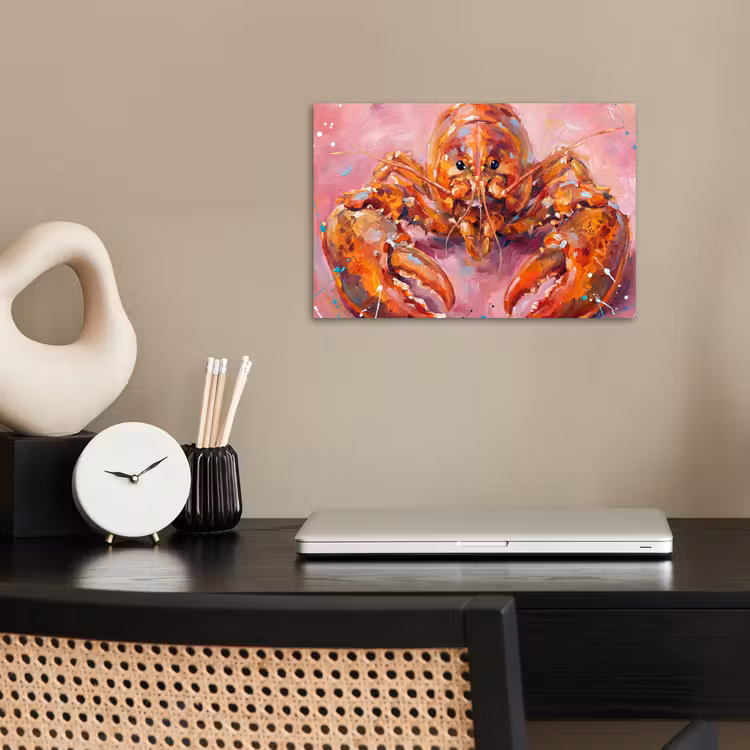 Poster - Zeeleven - Kreeft - Spatters - Abstract - Roze — 2