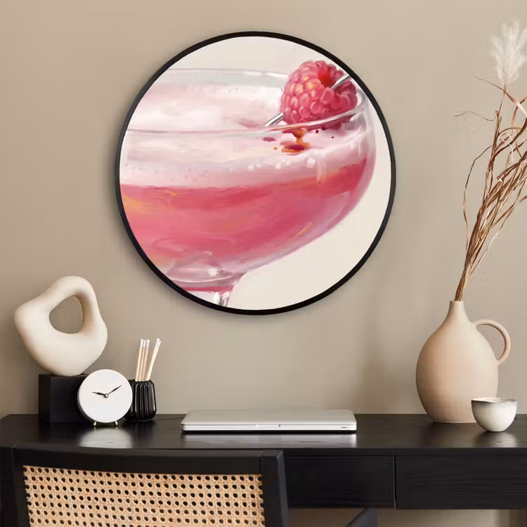 Ronde fotolijst - Cocktail - Framboos - Drank - Modern - Roze — 2
