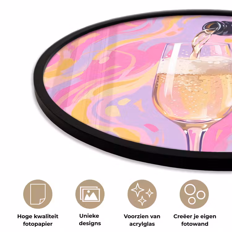 Ronde fotolijst - Drank - Inschenken - Feest - Abstract - Roze — 5