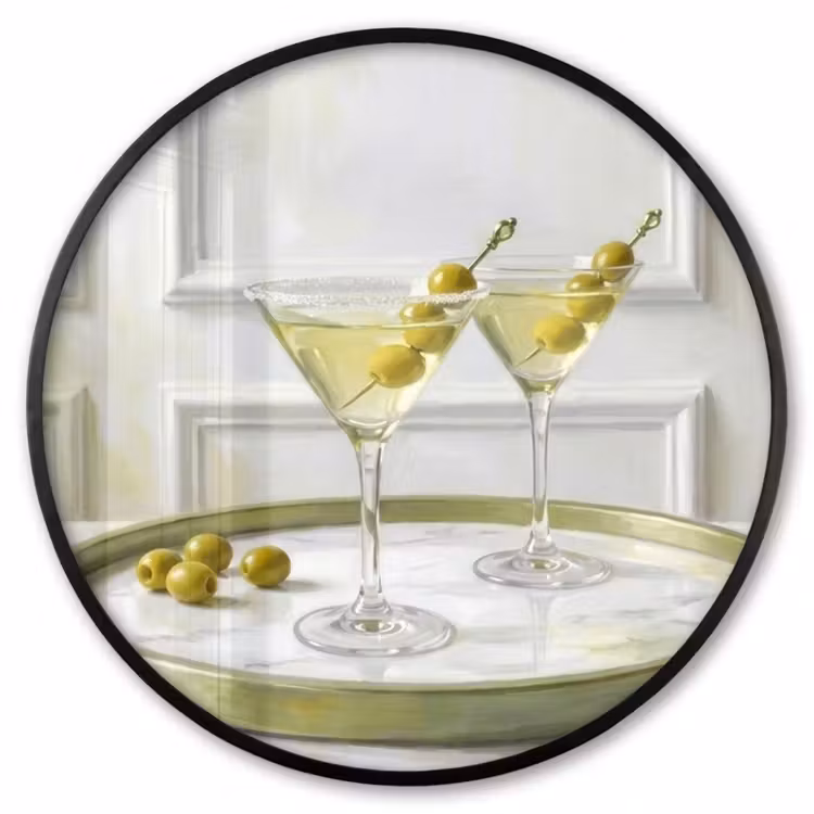 Ronde fotolijst - Drank - Martini - Olijven - Modern - Wit — 1