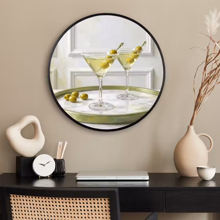 Ronde fotolijst - Drank - Martini - Olijven - Modern - Wit — 2