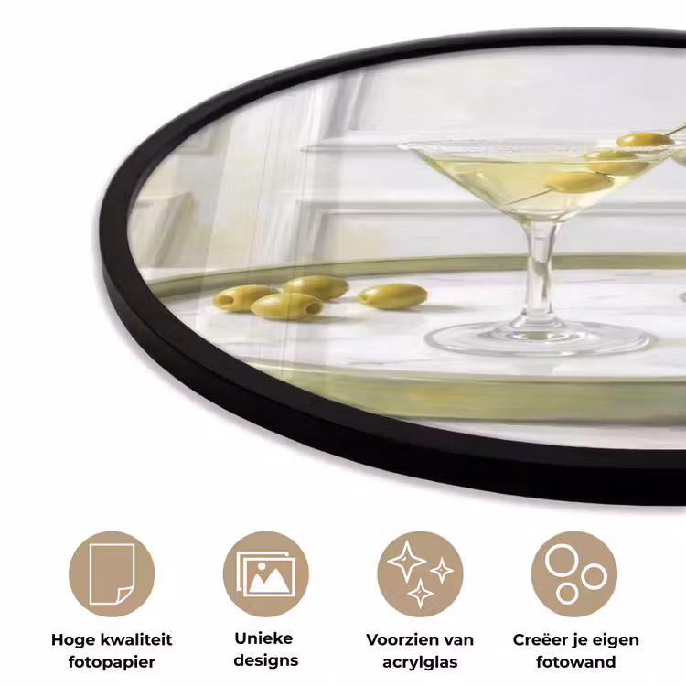 Ronde fotolijst - Drank - Martini - Olijven - Modern - Wit — 5