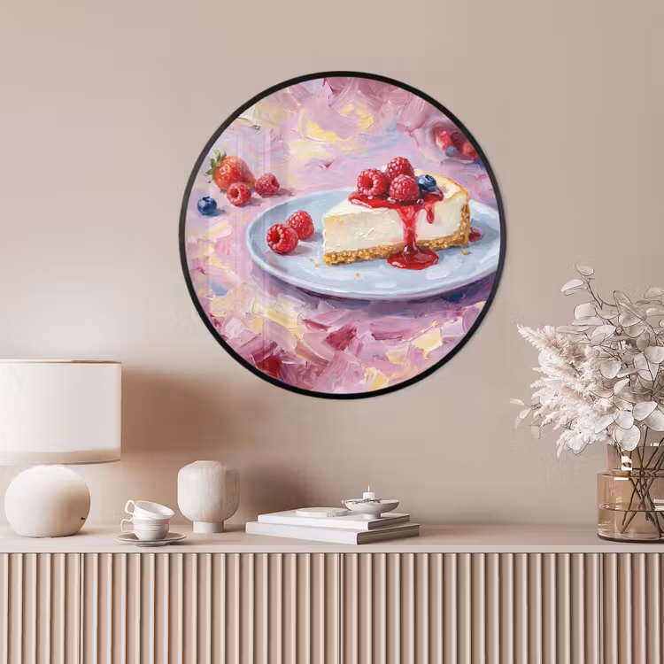 Ronde fotolijst - Eten - Cheesecake - Bessen - Abstract - Roze — 4