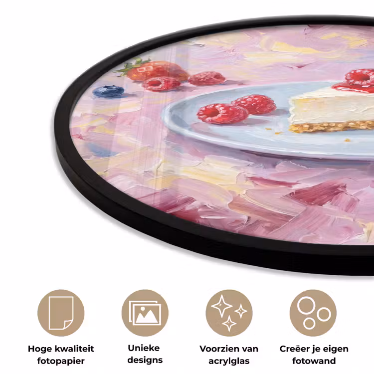 Ronde fotolijst - Eten - Cheesecake - Bessen - Abstract - Roze — 5