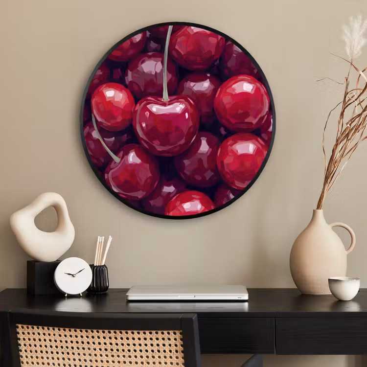 Ronde fotolijst - Fruit - Kersen - Eten - Modern - Rood — 2