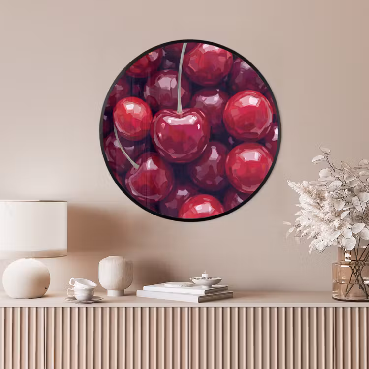 Ronde fotolijst - Fruit - Kersen - Eten - Modern - Rood — 4