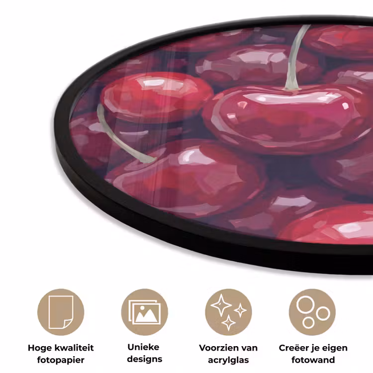 Ronde fotolijst - Fruit - Kersen - Eten - Modern - Rood — 5
