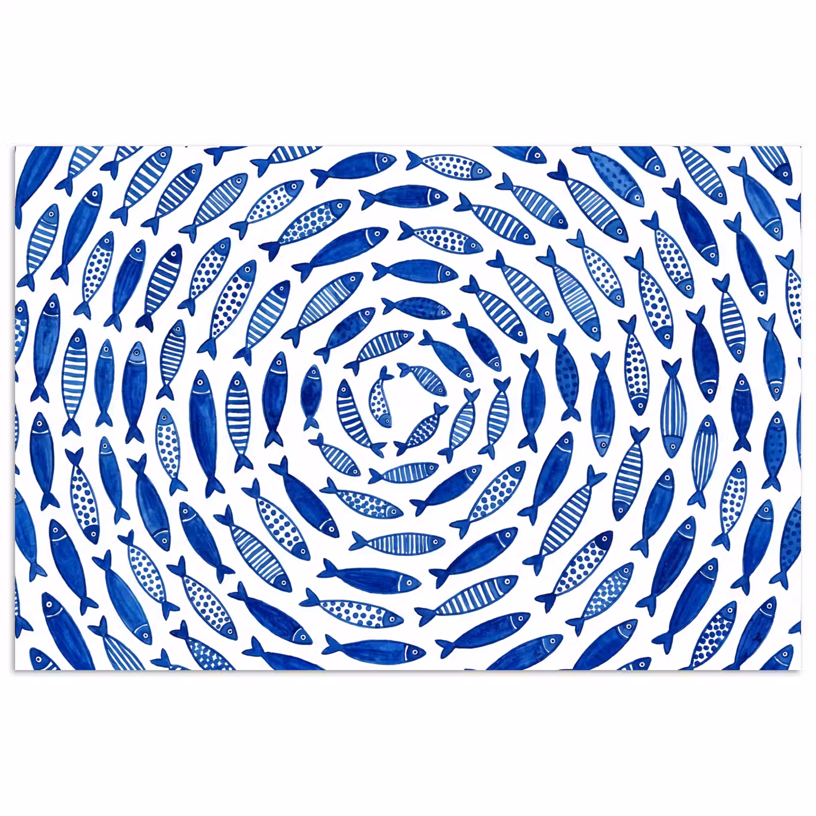 Poster - Vis - Patroon - Onderwater - Abstract - Blauw — 1