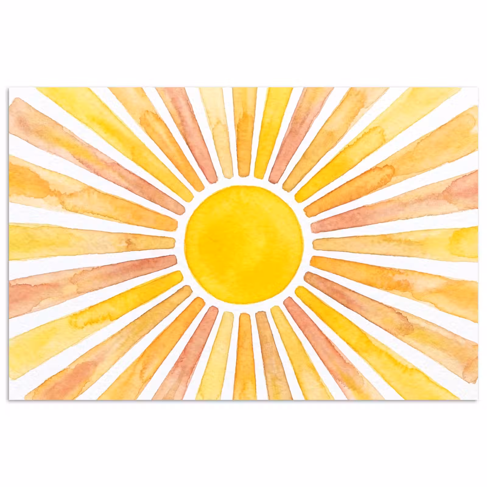 Poster - Zon - Stralen - Aquarel - Geel - Abstract — 1