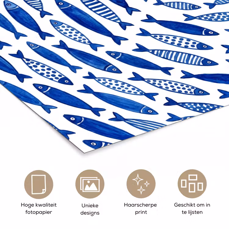 Poster - Vis - Patroon - Onderwater - Abstract - Blauw — 5