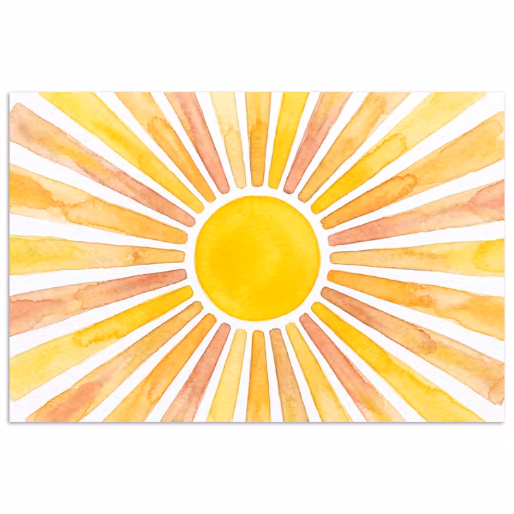 Poster - Zon - Stralen - Aquarel - Geel - Abstract — 1