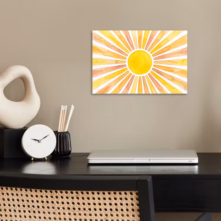 Poster - Zon - Stralen - Aquarel - Geel - Abstract — 2