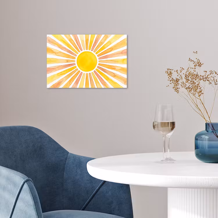 Poster - Zon - Stralen - Aquarel - Geel - Abstract — 4