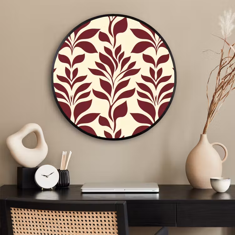 Ronde fotolijst - Abstract - Bladeren - Burgundy — 2