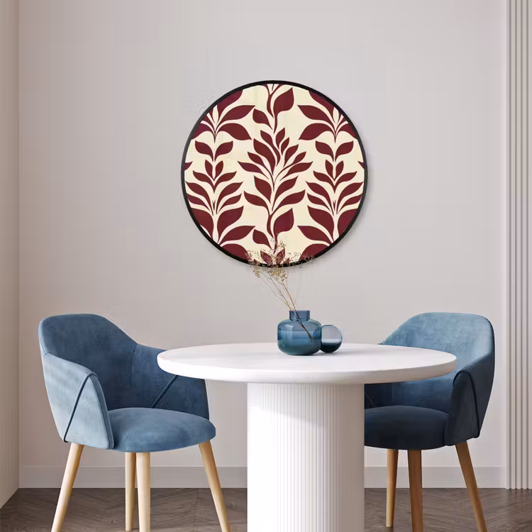 Ronde fotolijst - Abstract - Bladeren - Burgundy — 3