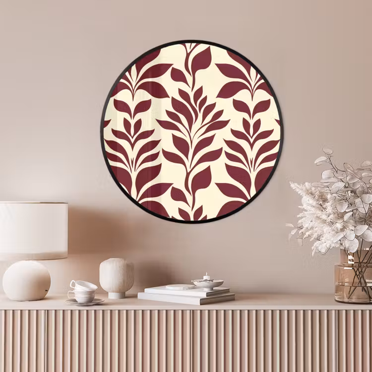 Ronde fotolijst - Abstract - Bladeren - Burgundy — 4