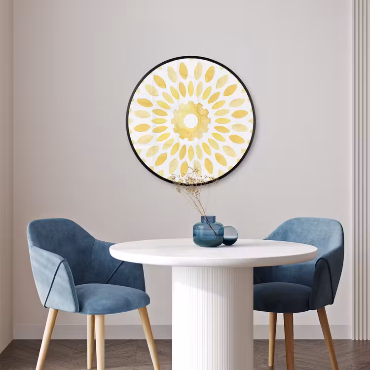 Ronde fotolijst - Abstract - Geometrisch - Stralend - Geel — 3