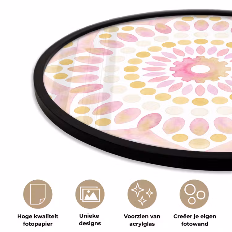Ronde fotolijst - Abstract - Mandala - Kunst - Modern - Roze — 5