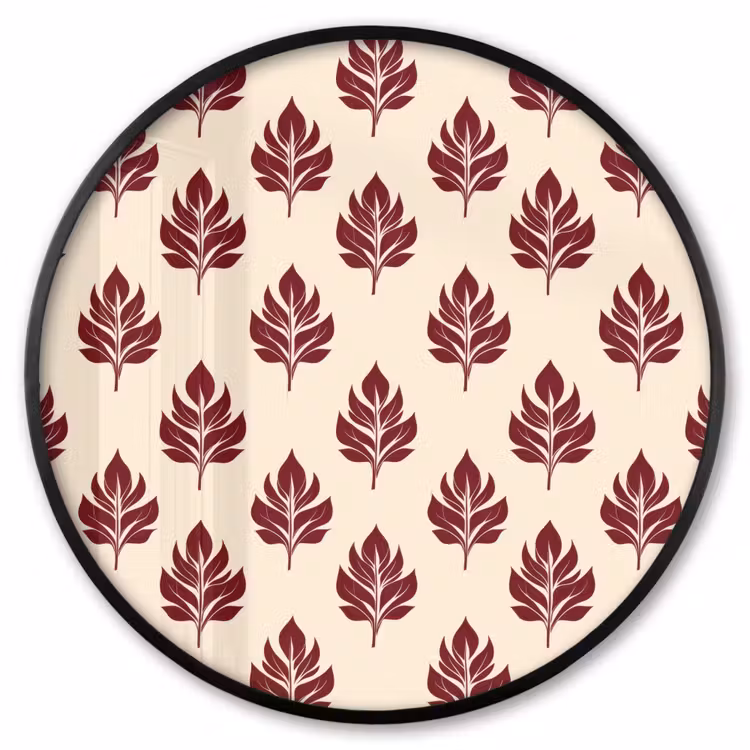 Ronde fotolijst - Botanisch - Patroon - Bordeaux — 1