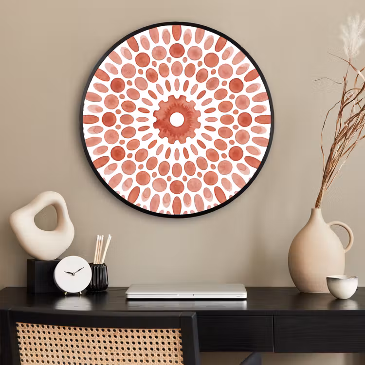 Ronde fotolijst - Patroon - Cirkels - Abstract - Modern - Rood — 2