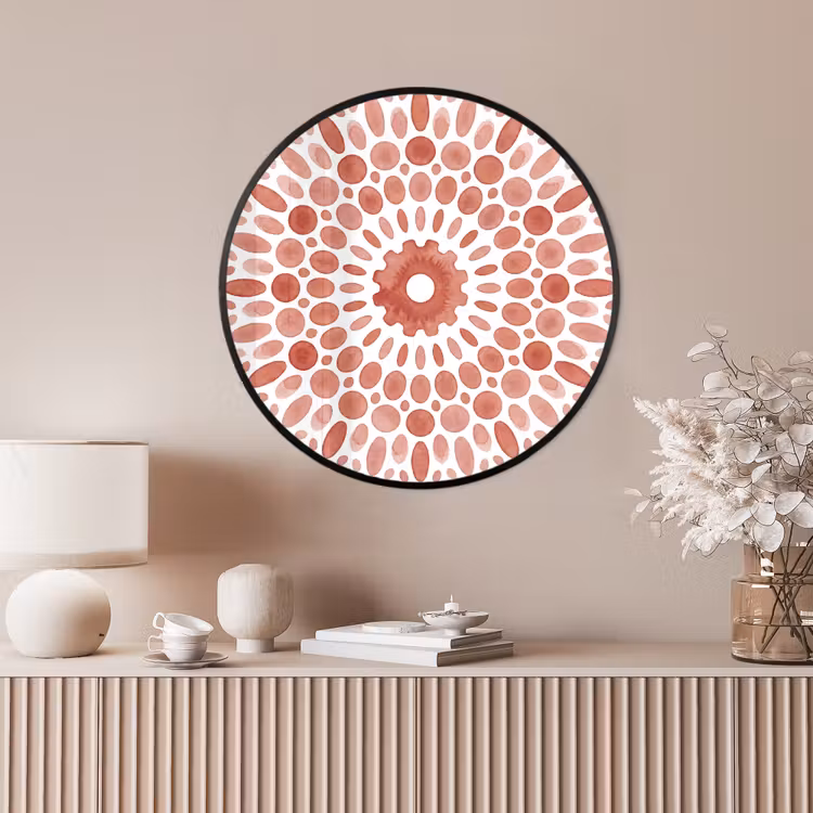 Ronde fotolijst - Patroon - Cirkels - Abstract - Modern - Rood — 4