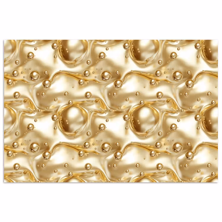 Poster - Vloeibaar - Druppels - Goud — 1