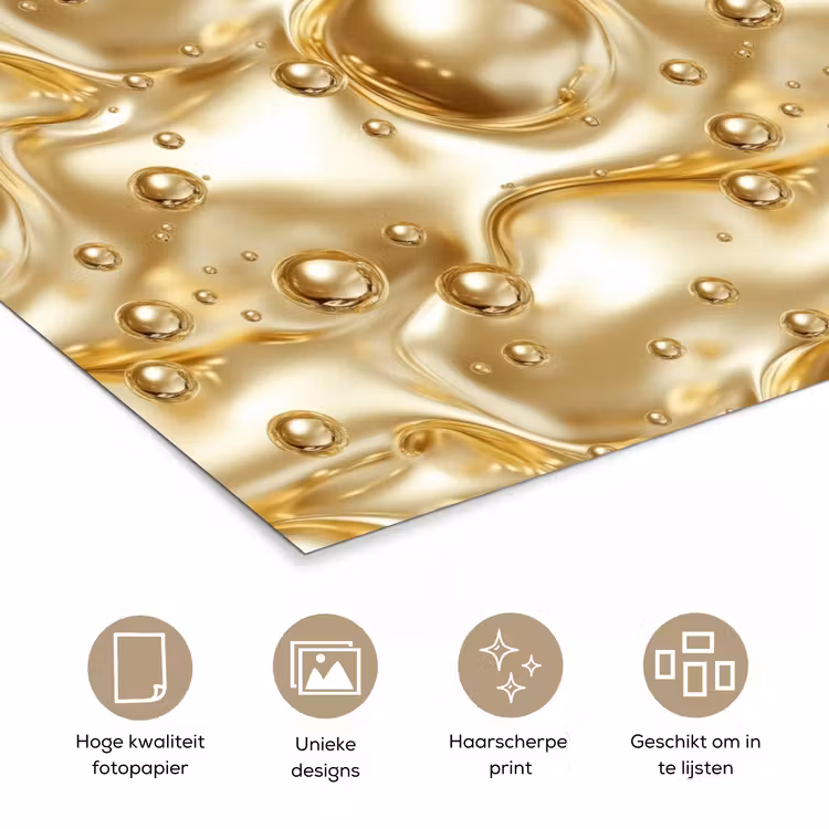 Poster - Vloeibaar - Druppels - Goud — 5