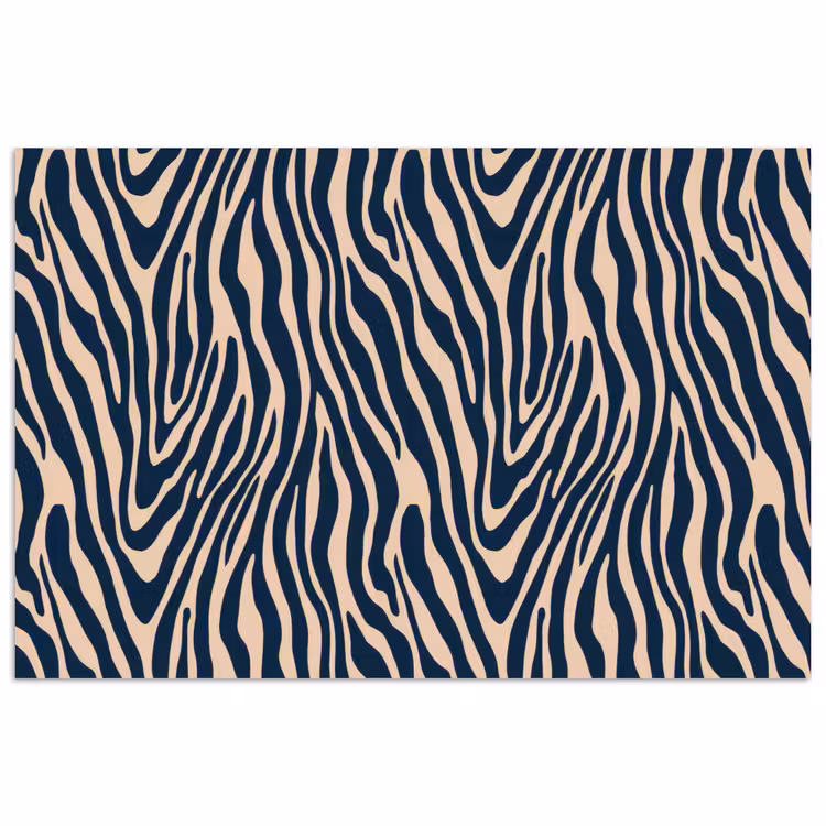 Poster - Zebra - Patroon - Blauw - Beige — 1