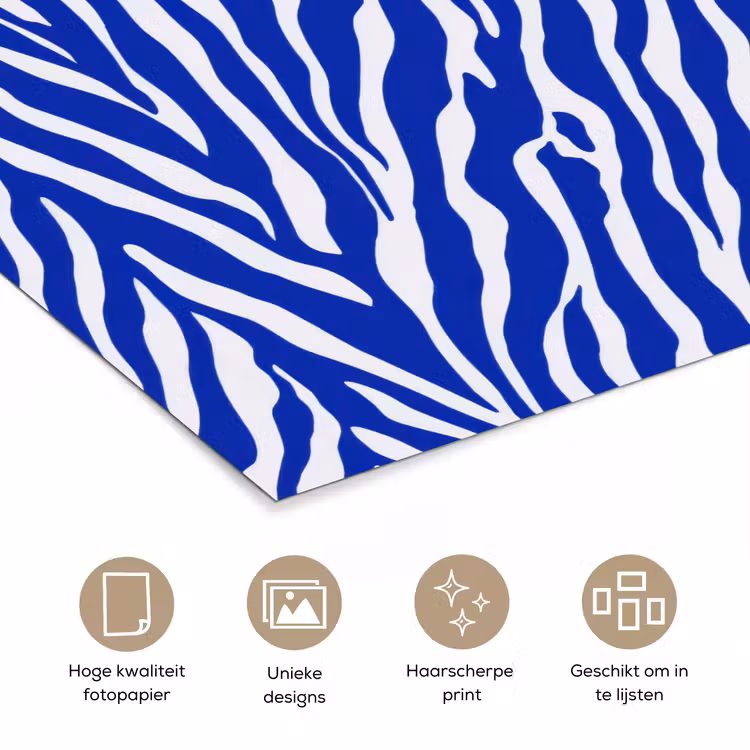 Poster - Zebra - Patroon - Kobalt - Blauw — 5