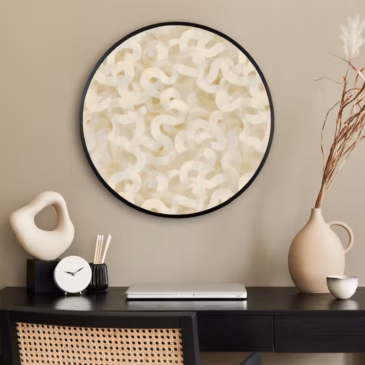Ronde fotolijst - Abstract - Lijnen - Beige — 2