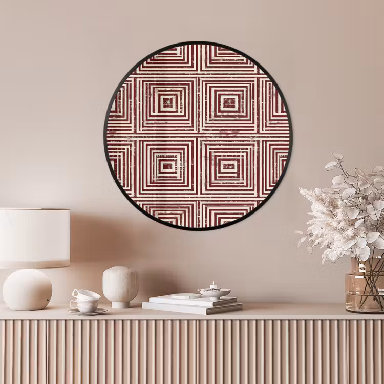 Ronde fotolijst - Geometrisch - Patroon - Rood — 4