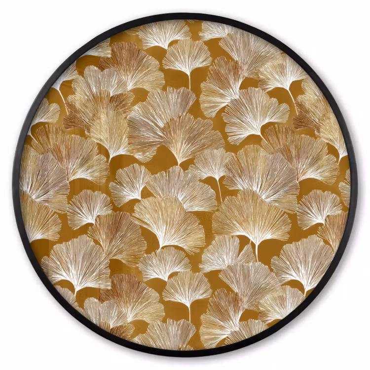 Ronde fotolijst - Ginkgo - Bladeren - Goud — 1