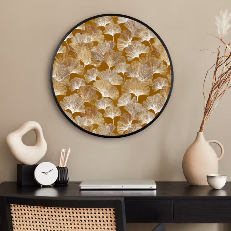 Ronde fotolijst - Ginkgo - Bladeren - Goud — 2