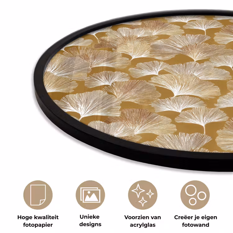 Ronde fotolijst - Ginkgo - Bladeren - Goud — 5