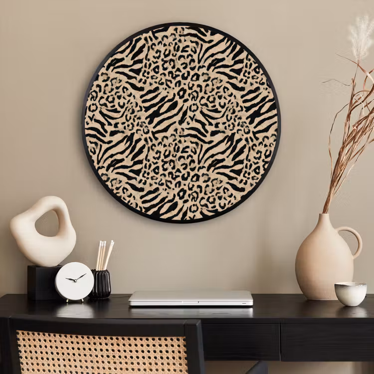 Ronde fotolijst - Giraf - Zebra - Motief - Bruin — 2