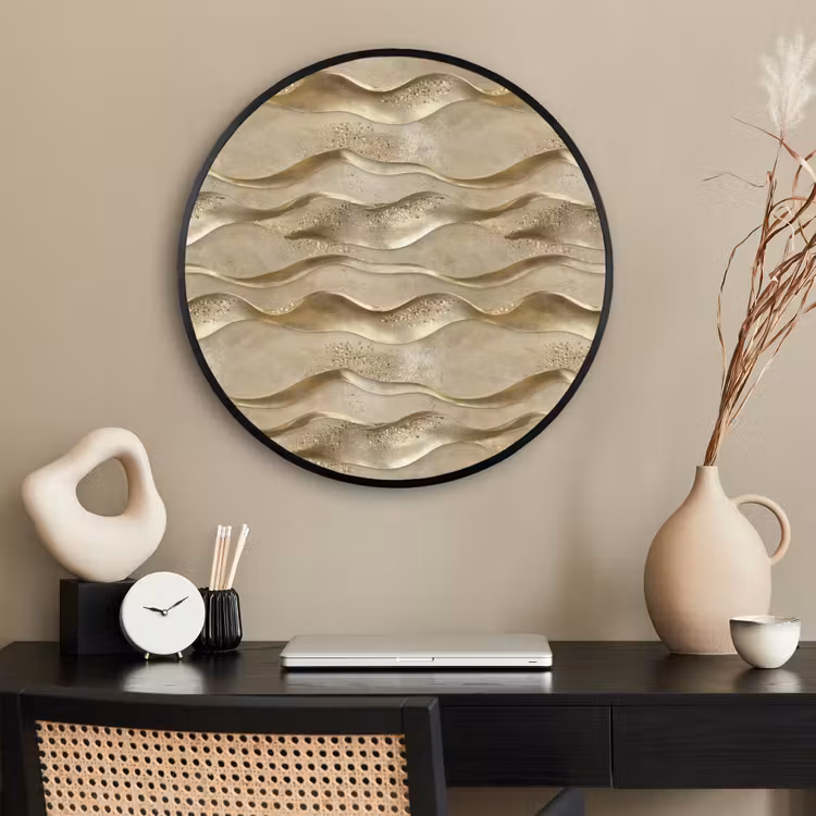 Ronde fotolijst - Golven - Patroon - Goud — 2