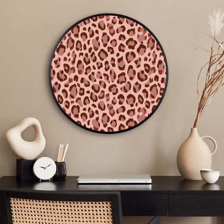 Ronde fotolijst - Luipaard - Patroon - Roze — 2
