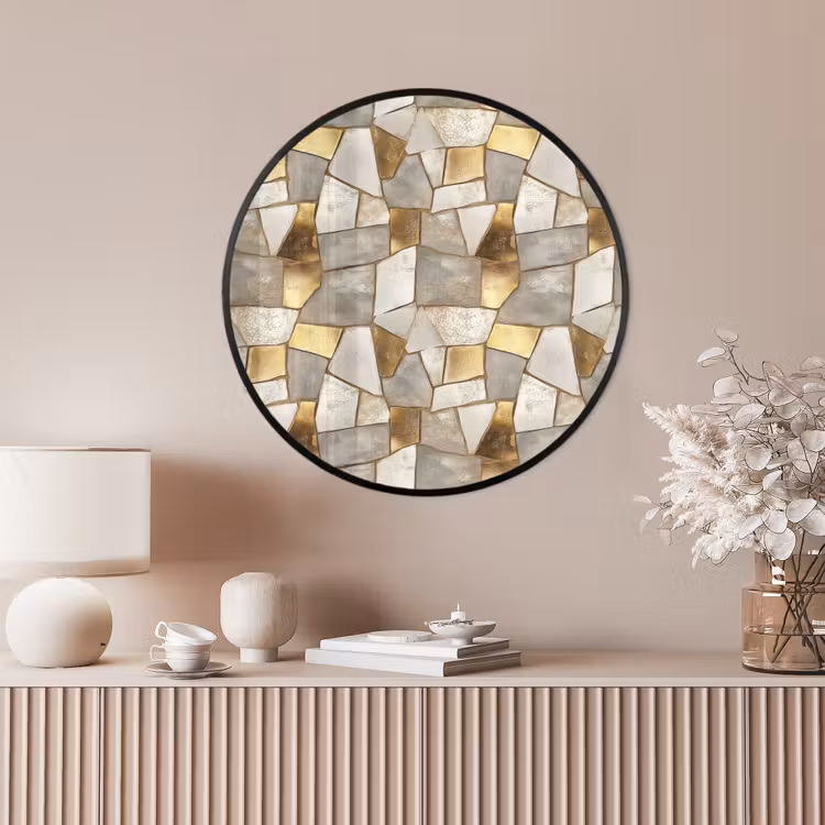 Ronde fotolijst - Mozaïek - Marmer - Goud — 4
