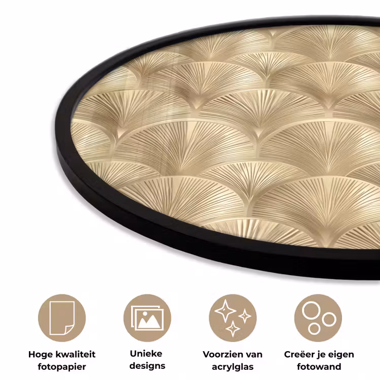 Ronde fotolijst - Patroon - Waaier - Goud — 5
