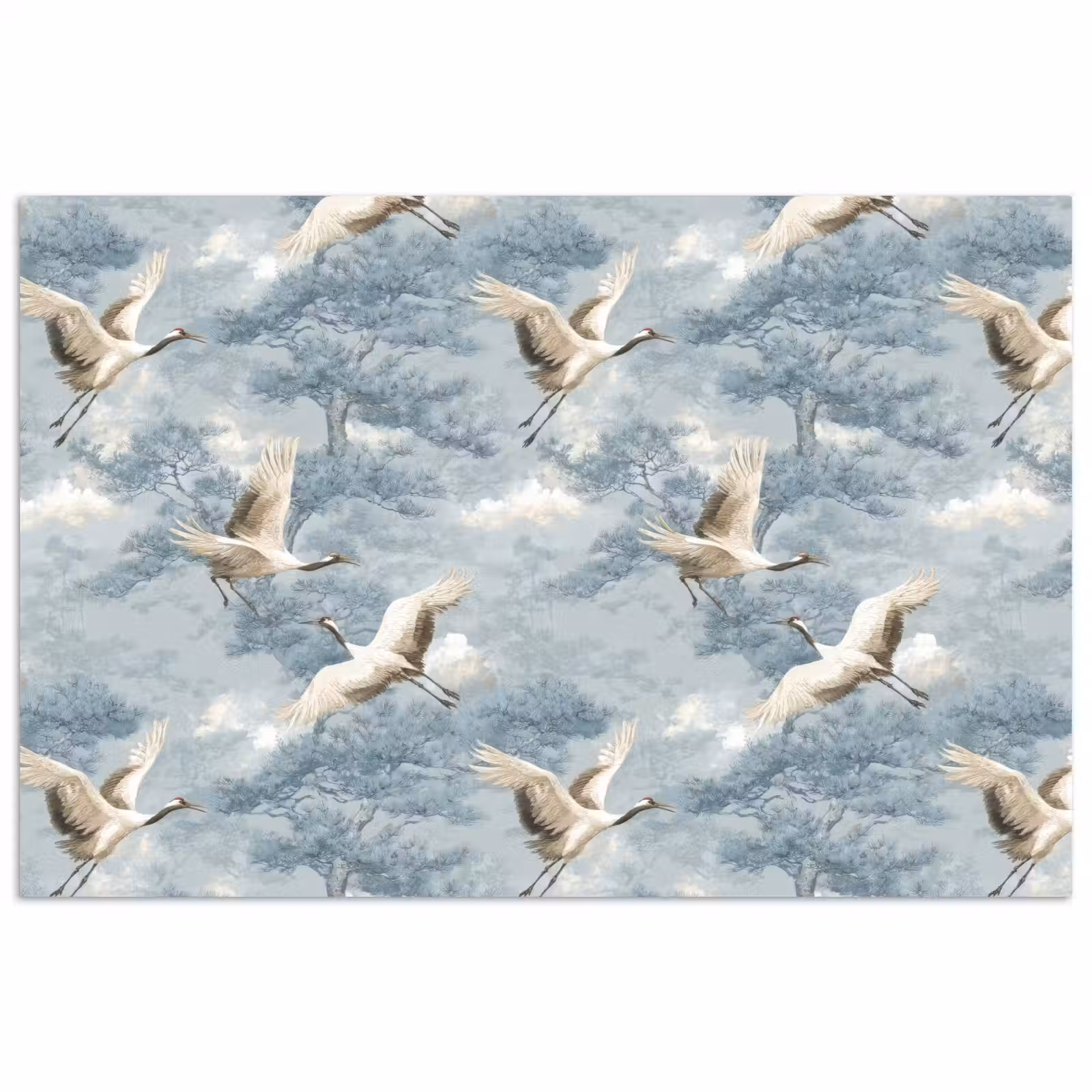 Poster - Wolken - Kraanvogels - Blauw — 1