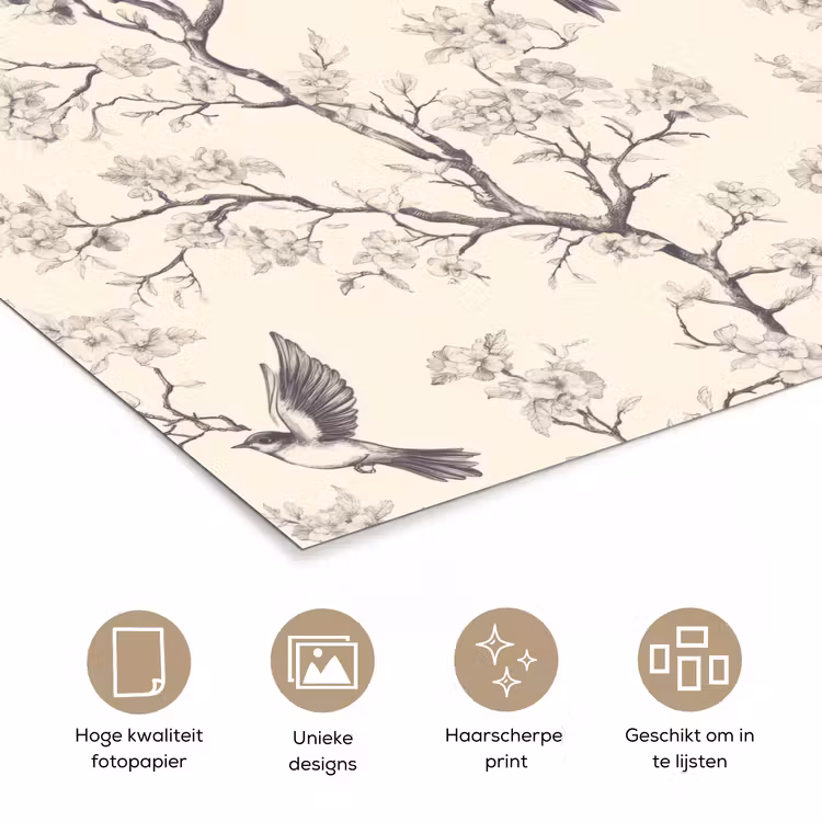 Poster - Takken - Vogels - Beige — 5