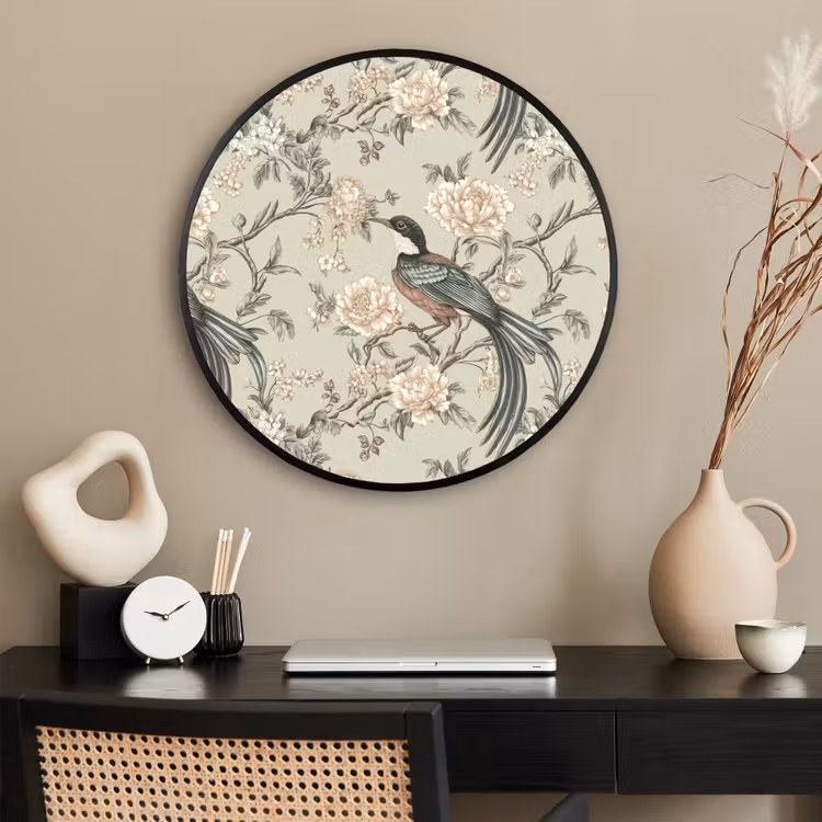 Ronde fotolijst - Bloem - Vogel - Kleurrijk — 2