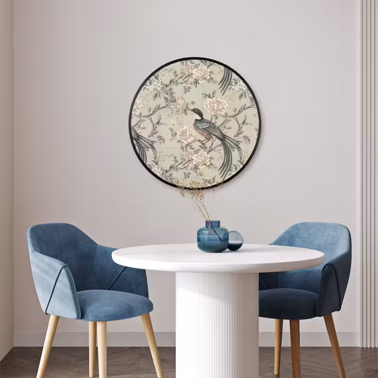 Ronde fotolijst - Bloem - Vogel - Kleurrijk — 3