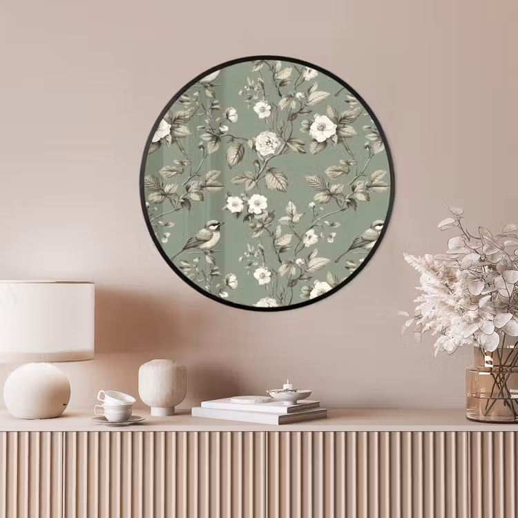 Ronde fotolijst - Botanisch - Vogels - Groen — 4