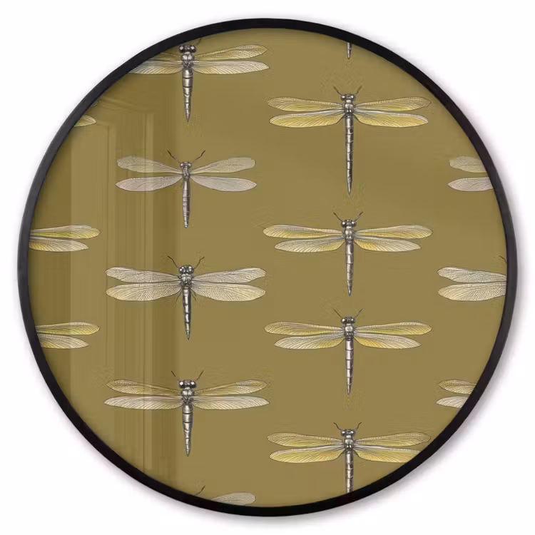 Ronde fotolijst - Libellen - Patroon - Groen — 1